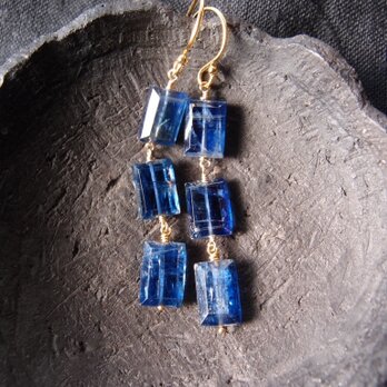 【K14gf】Royal Blue Kyanite Earrings／ロイヤルブルーカイヤナイト ピアス（Rectangle）の画像