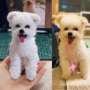 【受注作製】羊毛フェルト、うちの子、犬ぬいぐるみ、フェルト犬、ペットの肖像画、犬猫人形、トイプードル、ペットロス、うちのこ記念日の画像