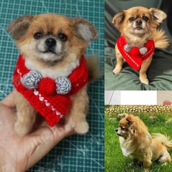 【受注作製】羊毛フェルト、うちの子、犬ぬいぐるみ、フェルト犬、ペットの肖像画、犬猫人形、トイプードル、ペットロス、うちのこ記念日の画像