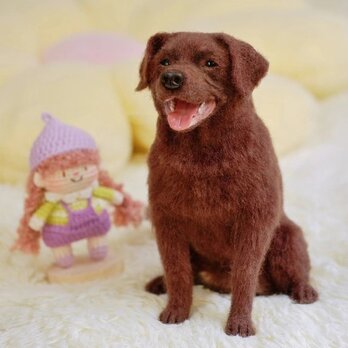 【受注作製】羊毛フェルト、うちの子、犬ぬいぐるみ、フェルト犬、ペットの肖像画、犬猫人形、トイプードル、ペットロス、うちのこ記念日の画像