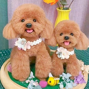 【受注作製】羊毛フェルト、うちの子、犬ぬいぐるみ、フェルト犬、ペットの肖像画、犬猫人形、トイプードル、ペットロス、うちのこ記念日の画像