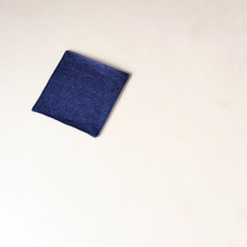 日用品店（布）コースター ／国産リネン  9.5cm×9.5cm【 ネイビー 】の画像
