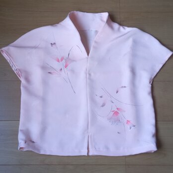 春色の付け下げ小紋からブラウス　絹の画像