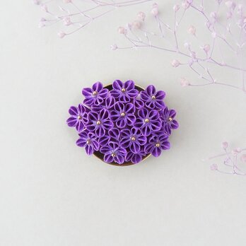 帯留め 「すみれ」つまみ細工 紫色 パープル 春の花 浴衣 アンティーク和小物 人気 着物小物 普段使い シンプルの画像