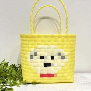 マルチーズ　マルプー　ビションフリーゼ★プラカゴ★お散歩バッグ　温泉バッグ　エコバッグ　PPバンド　カゴバッグ　お散歩バッグの画像