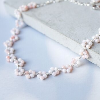【選べる長さ】「桜の花冠」ピンクオパール 天然石 誕生石 春 母の日 ブレスレット 金属アレルギー対応の画像