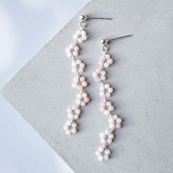 「桜の花冠」ピンクオパール ピアス イヤリング 天然石 誕生石 春 シルバー silver925 金属アレルギー対応の画像