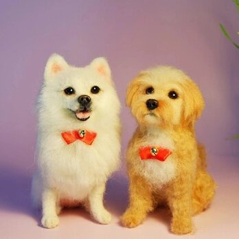 【受注作製】羊毛フェルト、うちの子、犬ぬいぐるみ、フェルト犬、ペットの肖像画、犬猫人形、トイプードル、ペットロス、うちのこ記念日の画像