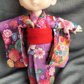 ★sale 背丈１５ｃｍ　セリアドールの着物　薄紫系ぼかし（３）の画像