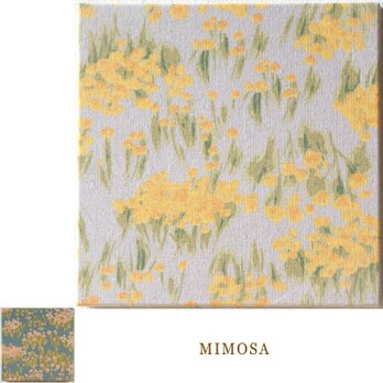 春 ミモザのファブリックパネル  ２タイプ 木製アートボード mimosaの画像