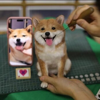 【受注作製】羊毛フェルト、うちの子、犬ぬいぐるみ、フェルト犬、ペットの肖像画、犬猫人形、トイプードル、ペットロス、うちのこ記念日の画像