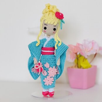 あみぐるみ・桜模様 着物 ♡ 着せ替え お人形さんの画像