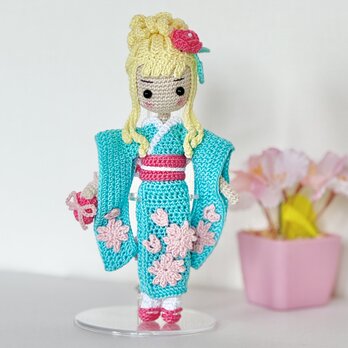 あみぐるみ・桜模様 着物 ♡ 着せ替え お人形さんの画像