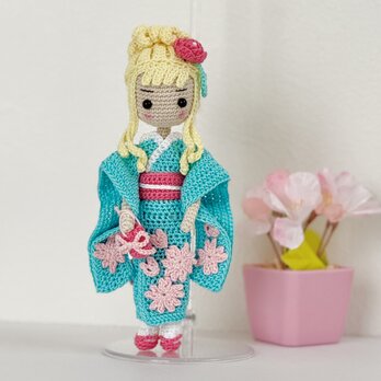 あみぐるみ・桜模様 着物 ♡ 着せ替え お人形さん