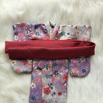 ★sale 背丈１５ｃｍ　セリアドールの着物　薄紫古典柄ぼかし　（５）の画像