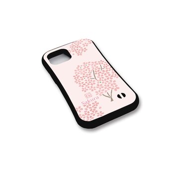 グリップケース iPhoneケース【和紙貼り絵風-さくら（New Design）】（名入れ可）の画像