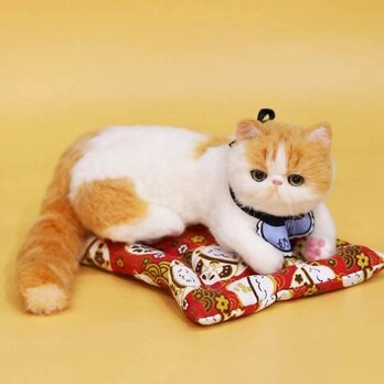 【受注作製】羊毛フェルト、うちの子、猫ぬいぐるみ、フェルト猫、ペットの肖像画、犬猫人形、トイプードル、ペットロス、うちのこ記念日の画像