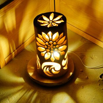 ◆全面彫◆竹灯り・竹あかり・竹灯籠  ～～ 癒しの灯り ★花花放★～～の画像