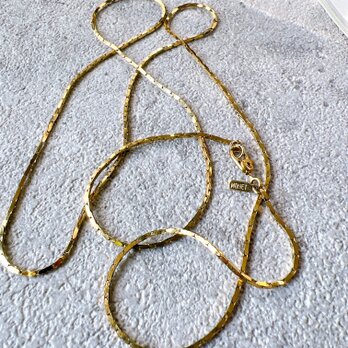 NM48-【 MONET 】モネ・ヴィンテージネックレス 1980s Gold Tone Flat Chain Necklaceの画像