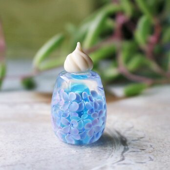 ＊期間限定SALE＊ガラスのミニチュア紫陽花ゼリー 　★ガラスのミニチュア喫茶店★の画像