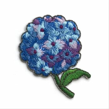 アップリケワッペン あじさい ブルー UI フラワー 紫陽花　W-1893 梅雨の画像