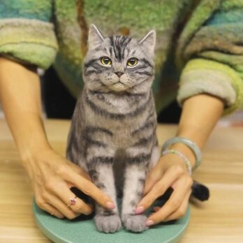 【受注作製】羊毛フェルト、うちの子、猫ぬいぐるみ、フェルト猫、ペットの肖像画、犬猫人形、トイプードル、ペットロス、うちのこ記念日の画像