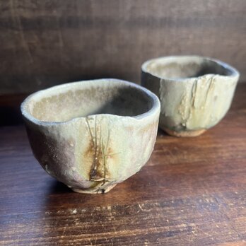 ぐい呑み　灰釉「襞」線刻紋　No.1、2  (25101)の画像