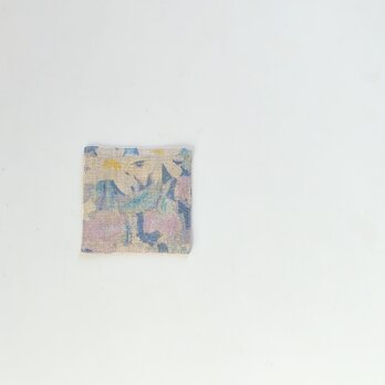 日用品店（布）コースター ／国産リネン  9.5cm×9.5cm【 ボタニカル フラワー（ブルー） 】の画像
