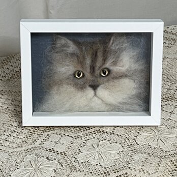 羊毛フェルト猫のポートレートの画像