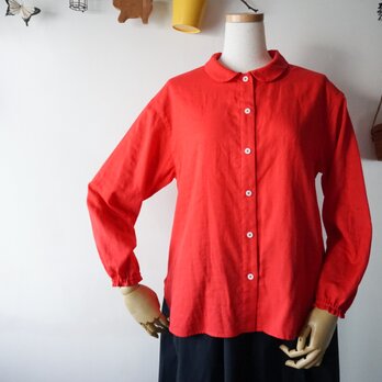 オーガニックWガーゼの長袖ブラウス（RED）の画像