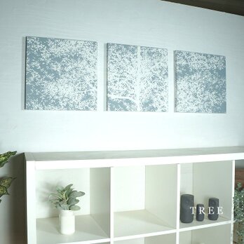 静かな木々のファブリックパネル ３枚セット 北欧 bluegrayの画像