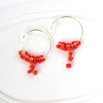 Rouge Corail（ルージュ・コライユ）サルディーニャ産赤本珊瑚フープピアスの画像