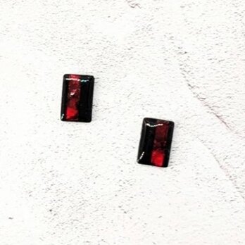 漆黒の輝き：螺鈿のスクエアピアスイヤリング2130の画像