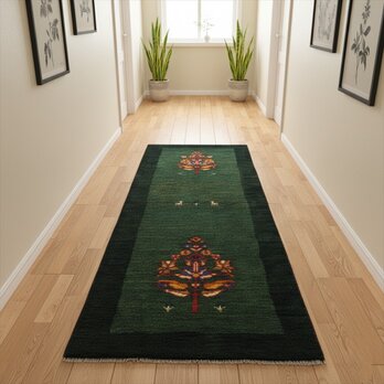 11/9迄iichi限定目玉】ペルシャ　ギャッベ　ランナー大　リビング　廊下敷　ラグ　195x70cm　RJ13839