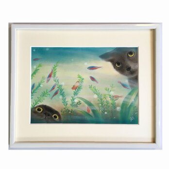 ガラスの向こう（パステル画・原画）　4号の画像