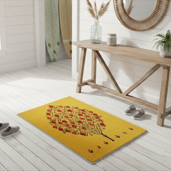 ペルシャ　ギャッベ　パルヴィーズ　コルクウール　カシュクリ　ラグ　マット　90x65cm　ザクロの木　RJ14382