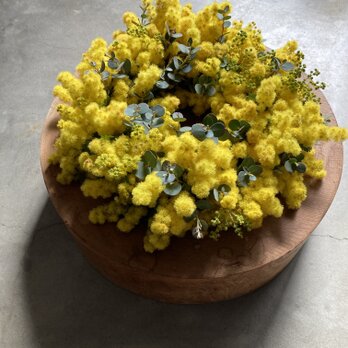 ♦受注制作フレッシュ♦たっぷりミモザとユーカリの春リース♬の画像