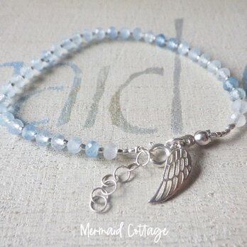 【3月誕生石】Aquamarine Dainty Bracelet 　アクアマリンとカレンシルバーの華奢ブレスレットの画像