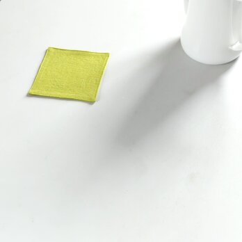 日用品店（布）コースター ／国産リネン  9.5cm×9.5cm【 きみどり 】の画像