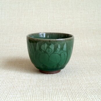 湯のみ（青磁象嵌 花紋a）の画像