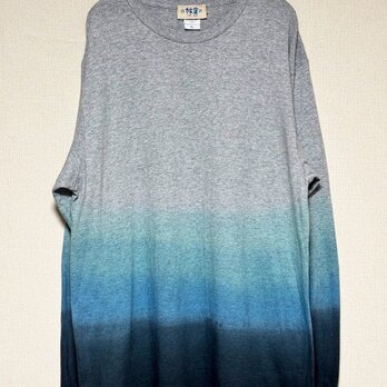 タイダイ 長袖Ｔシャツ XLサイズ ヘザーグレー×ブルー×ブラック 段染め HIPPIES DYE HD23-59の画像