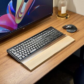 アームレスト パームレスト リストレスト 100％キーボード 木製 ヒノキ 無垢材 おしゃれ かわいい 44cmの画像
