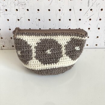 WOOL!クネッケ柄のポーチ*エクリュ×カフェオレの画像