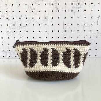 WOOL!コーヒー豆のポーチ*エクリュ×焦茶の画像