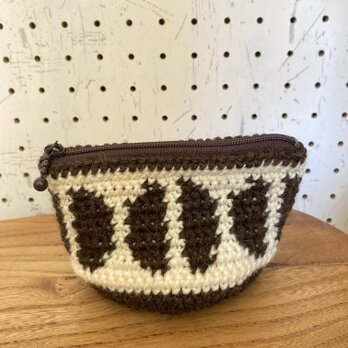 WOOL!コーヒー豆のポーチ*エクリュ×焦茶*Sの画像