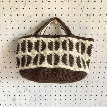 WOOL!コーヒー豆横長オーバルトート*焦茶の画像