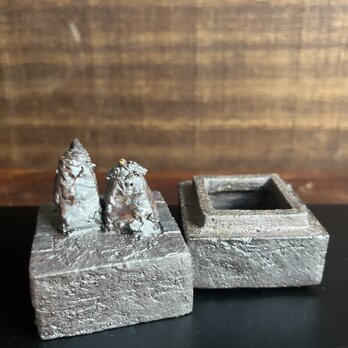 雛　香合(陶匣)　焼締&黒釉　No.3の画像