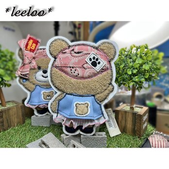 ★くまさんのお気に入り★後ろ★フリルデニムワンピース★くま付★後ろ大15.5-1枚の画像