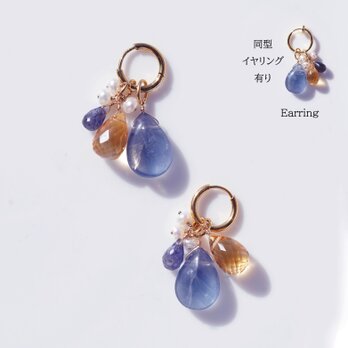 3WAY★天然石によるカワセミの羽のサージカルステンレスピアス★同型イヤリングあり　～カワセミの画像