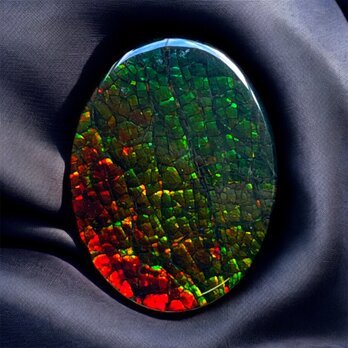 天然石 宝石 アンモライト（Ammolite）トリプレットルース オーバル 30×22mm AMOV302201 パーツの画像